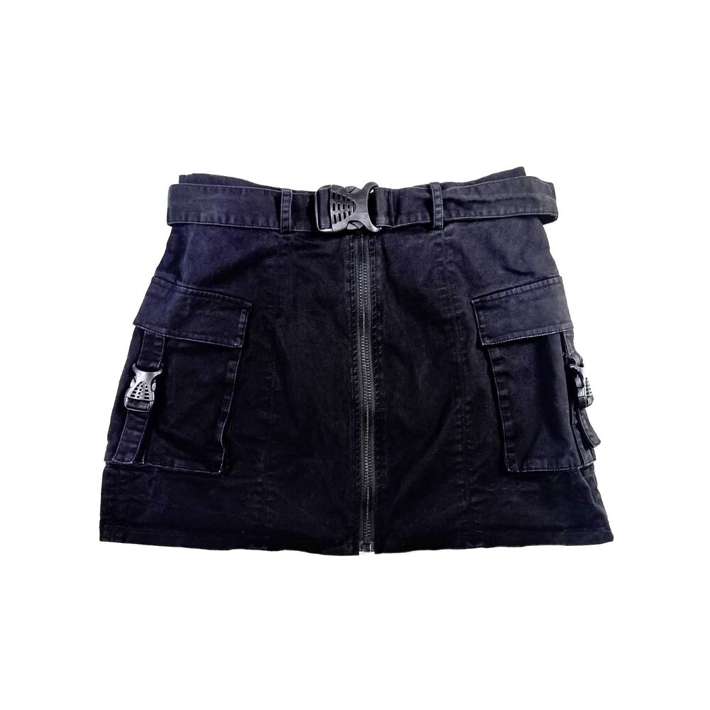 Poster Girl Size Medium Cargo Mini Black Buckle Tactical Grunge Alt Goth Skirt